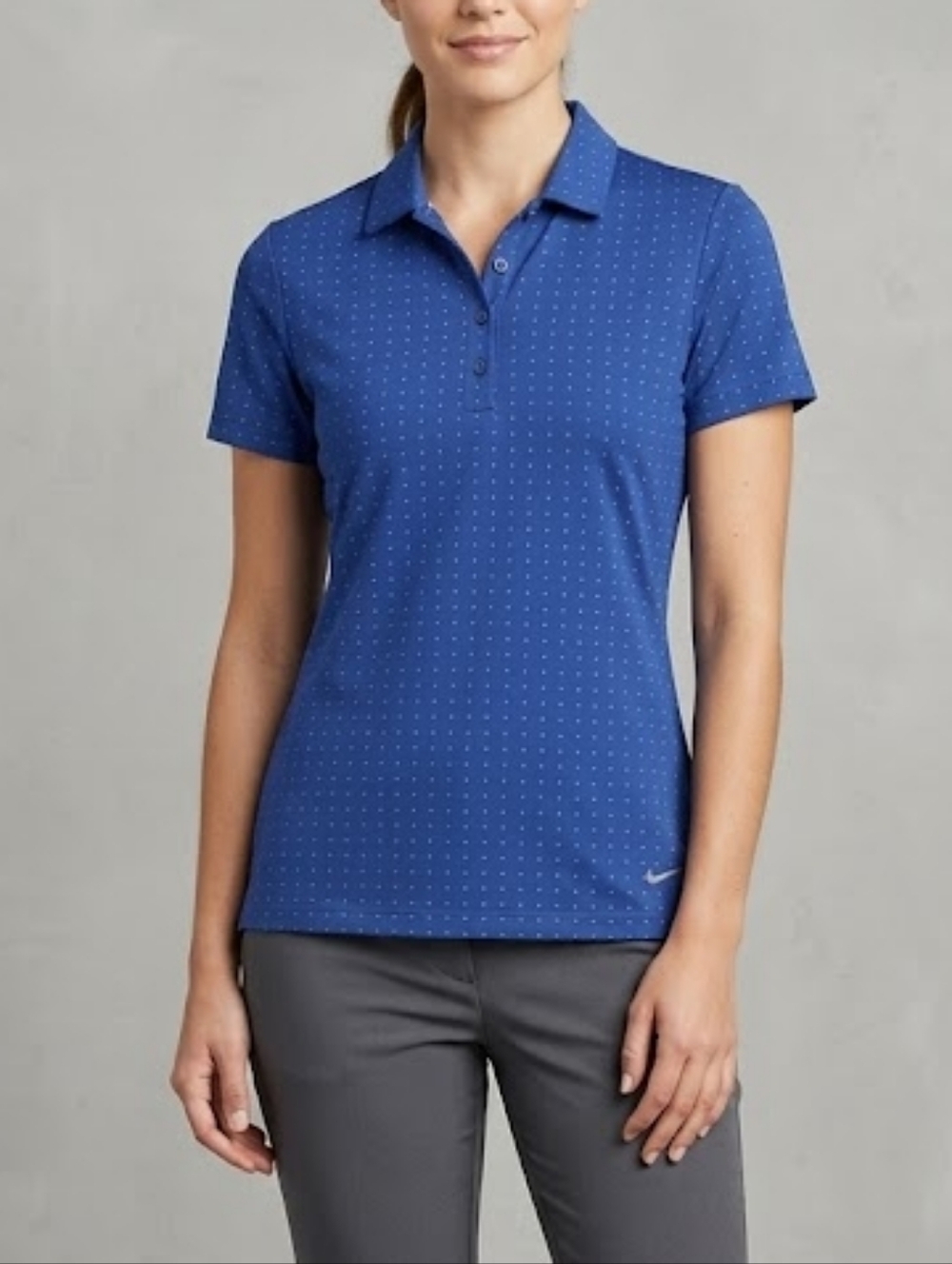 Nike Blue Polo Shirt Tour Performance Golf Dri-Fit Size XS Polka Dots Collared